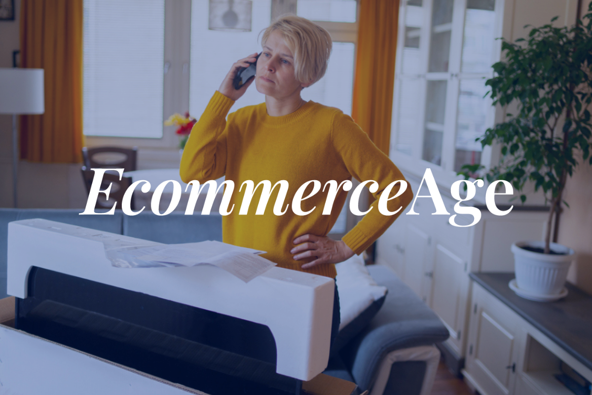 EcommerceAge logo over a woman talking on the phone